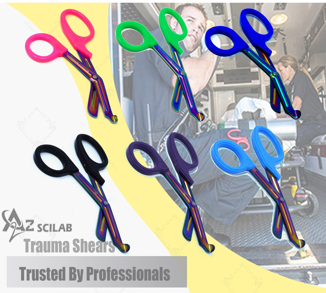 Set of 6 Pcs Trauma Paramedic ENT Shears With Multi Color Stainless Steel Blades