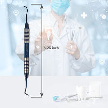 Load image into Gallery viewer, Hollow Handle Sickle Scaler 204S Blue Titanium Double Ended Stainless Steel Dental Tool
