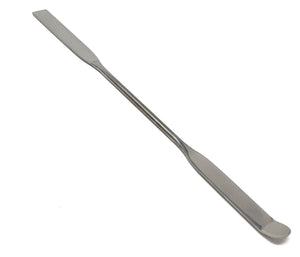 Stainless Steel Double Ended Micro Lab Spatula Sampler, Square & Round Angled End, 8" Length