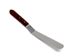 Load image into Gallery viewer, Stainless Steel Lab Spatula with Wooden Handle, 7&quot; Offset Bayonet Blade, 11&quot; Total Length
