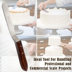 Cake Decorating Angled Icing Spatula, Stainless Steel 5" Offset Polished Blade Knife, Wood Handle