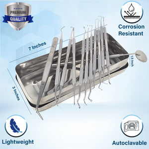 13 Pcs Professional Dental Excavator Spoons with Instrument Box, Stainless Steel