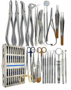26 Pcs Oral Dental Surgery Extracting Elevators Forceps Instrument Kit Comprehensive Set