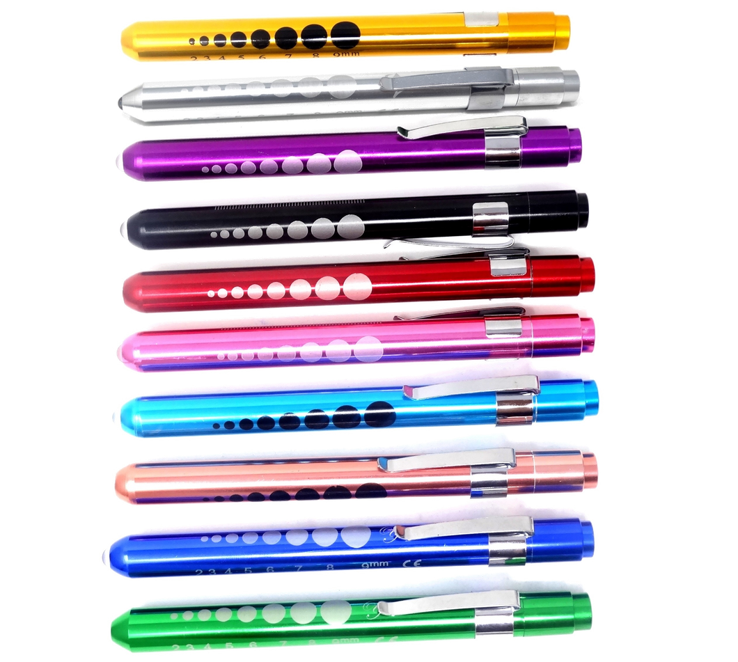 Assorted color Reusable NURSE Penlight Pocket Medical LED with Pupil Gauge
