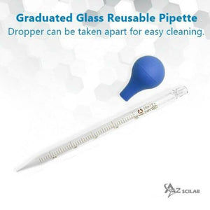10ml Graduated Dropper Glass Pipette Scale Line Lab Liquid Dropping Pipet Blue Rubber Head Pipettors