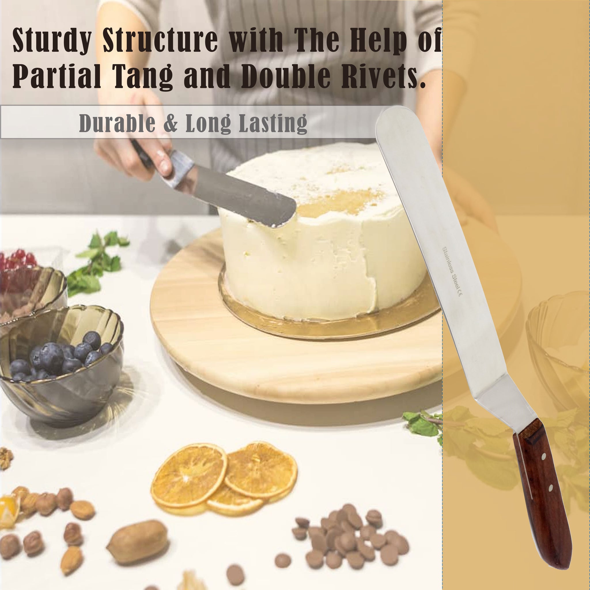 S/M/L Stianless Steel Cake Spatula Butter Cream Cake Smoother Polisher  Angled Cake Scraper Icing
